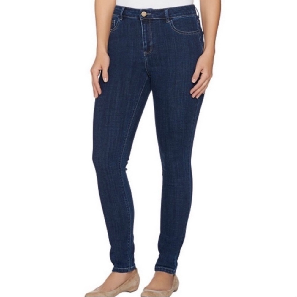 LOGO by Lori Goldstein Women's High Rise Jeans - Dark Blue